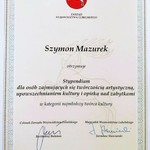 Dyplom stypendysty  Szymona Mazurka.jpg